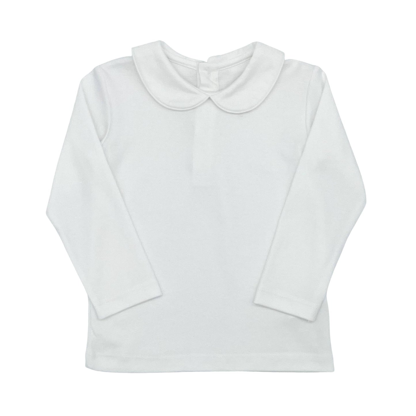 Boys Round Peter Pan Collar Shirt with Long-sleeves - White