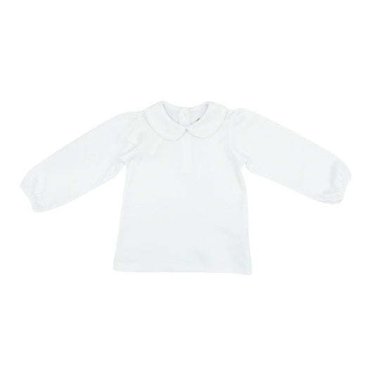 Girls Round Peter Pan Collar Shirt with Long-sleeves