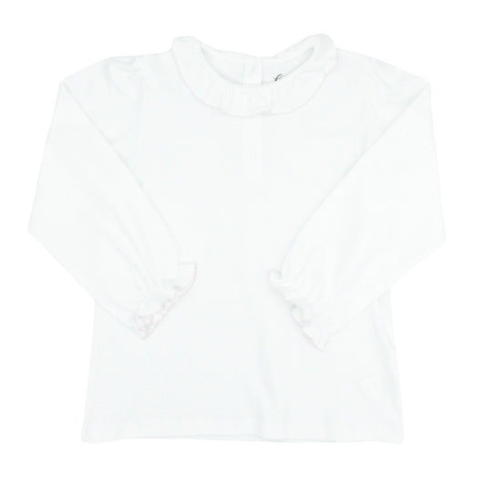 Girl's Long-sleeve Ruffle Neck Blouse