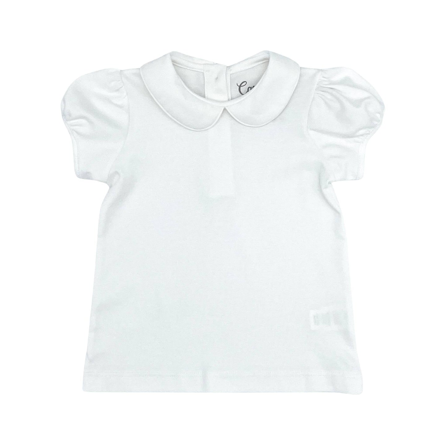 Girls Round Peter Pan Collar Shirt with Short-sleeves
