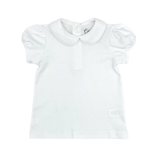 Girls Round Peter Pan Collar Shirt with Short-sleeves