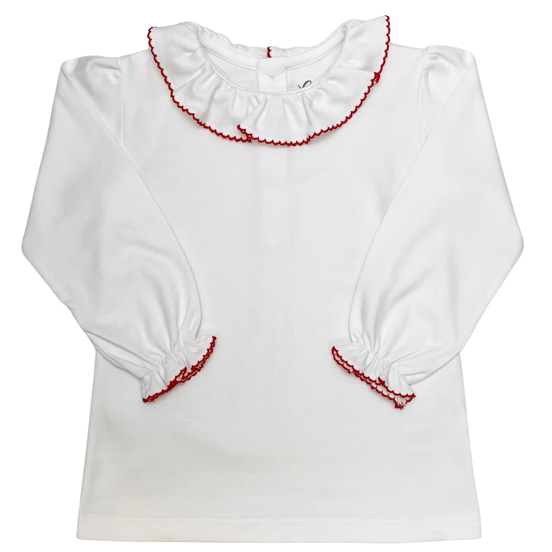 Girl's Long-sleeve Ruffle Neck Blouse